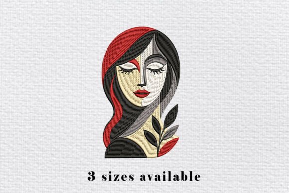 Abstract Woman Face Embroidery File: A Modern Touch for Etsy & Small Shop Sellers