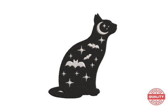 Celestial Cat Halloween Embroidery: A Designer’s Take for Boutique Apparel