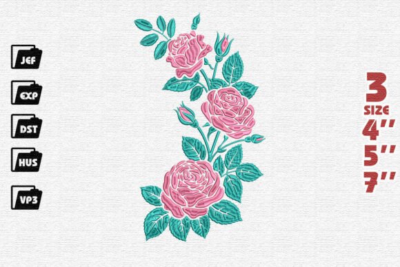 Classic Rose Bloom Embroidery