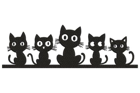 Cute Black Cats Bring Charm to Embroidery Projects