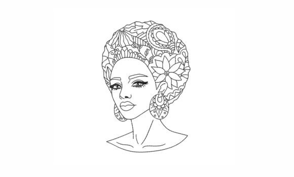 Ethnic Woman Portrait Machine Embroidery