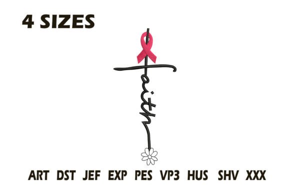 Faith Ribbon Cross Embroidery Design