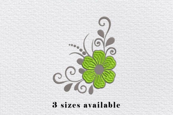Green Floral Corner Embroidery File: A Versatile Design for Etsy Sellers