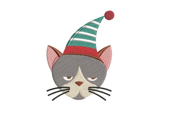 Grumpy Christmas Cat Embroidery Design