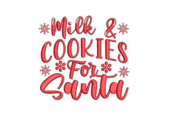 Milk Cookies for Santa Christmas Embroidery Design
