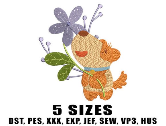 Wildflower Dog Embroidery Design Brings Charm to Boutique Apparel